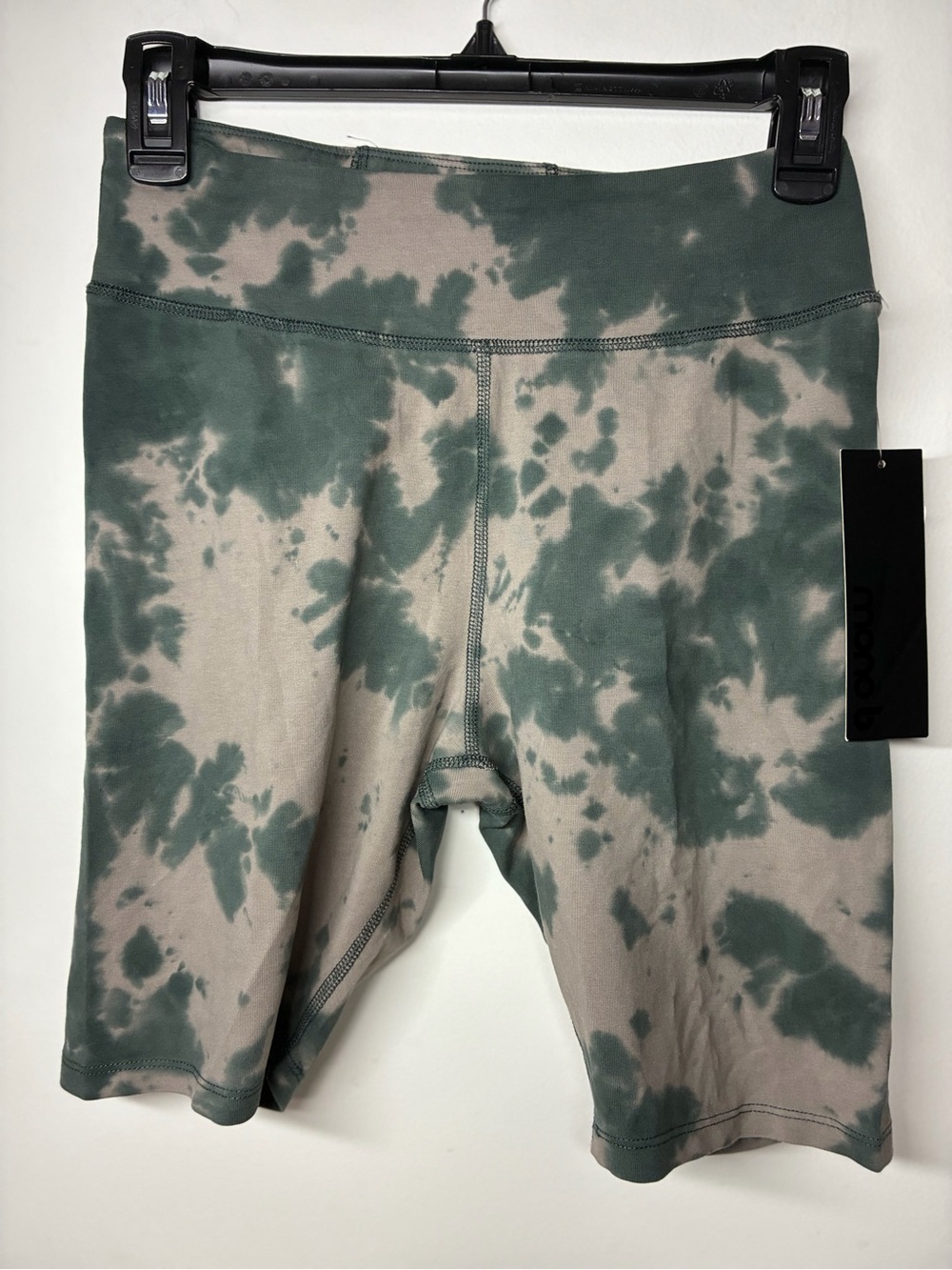 Mona B Tie-Dye High-Waist Bike Shorts - Green & Cream